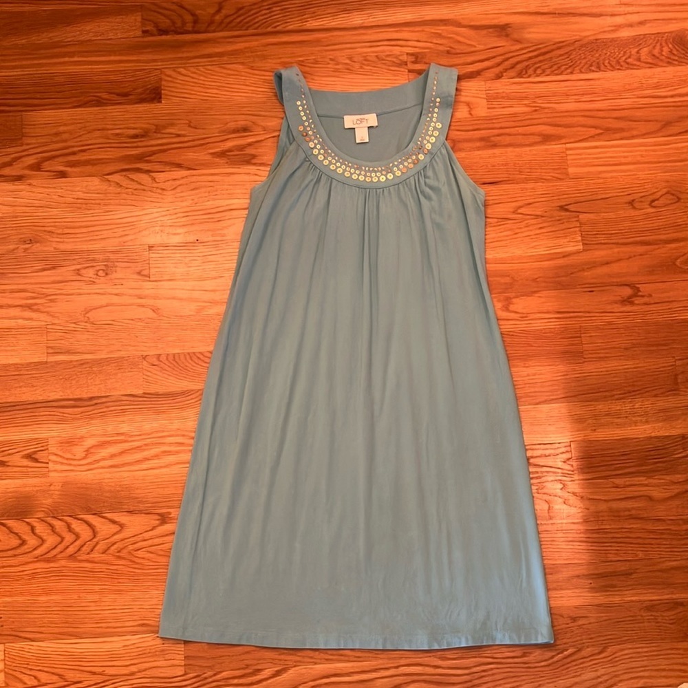Women’s LOFT Small Blue Mini Dress with sequin embellishment